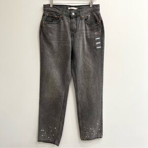Levi’s Women's Low Pro Stonewash Straight Jeans Gray Denim Splatter 1165 Size 28
